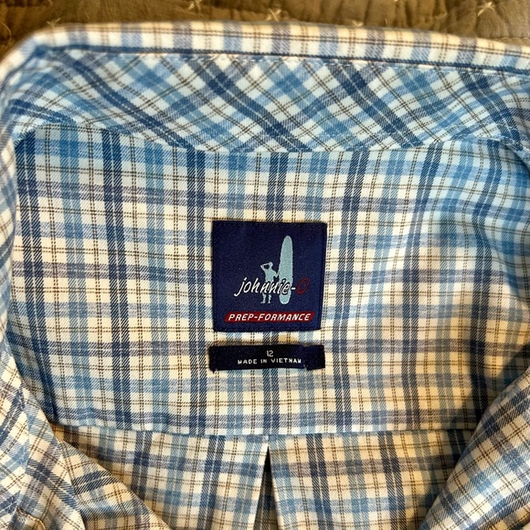 (Bundle 2 for $20) Johnnie-O Boy’s Prep Performance Plaid Shirt Size 12 - Picture 3 of 6